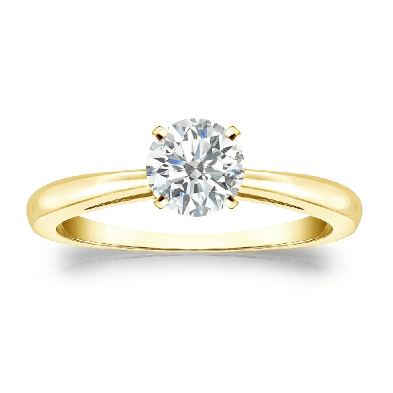 Engagement Rings with Hidden Halo Settings for Extra SparkleAuriya 18k Gold 1/2ctw Round Solitaire Diamond Engagement Ring