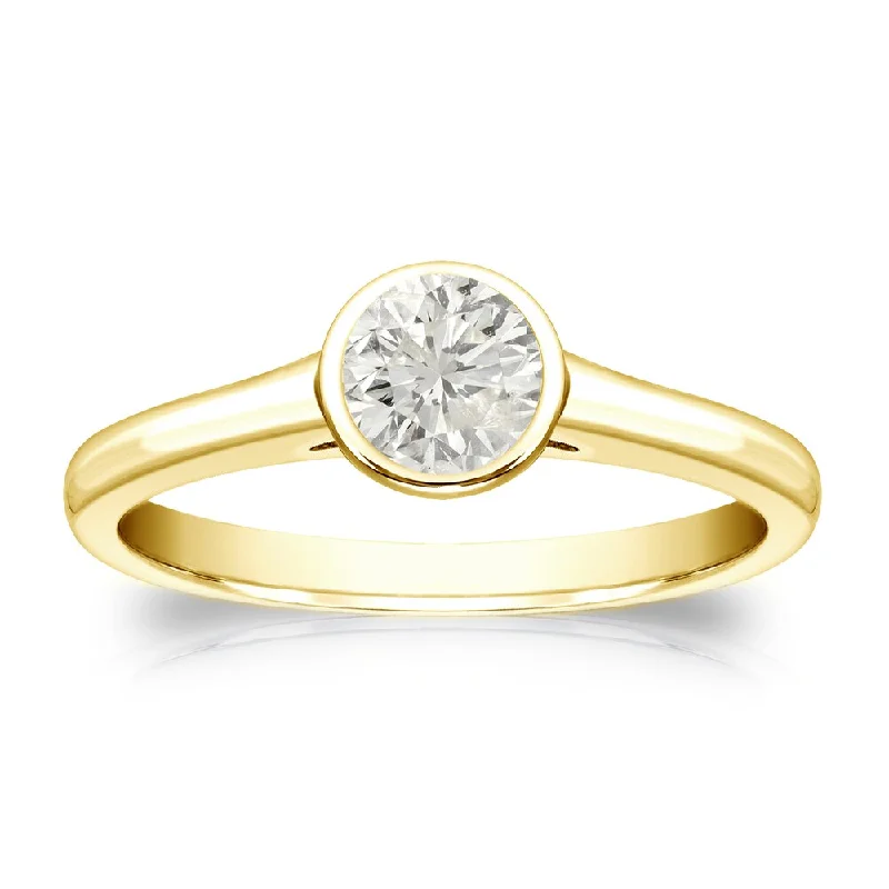 Minimalist Engagement Rings for a Simple and Elegant LookAuriya 18k Gold 1/3ctw Bezel Solitaire Diamond Engagement Ring