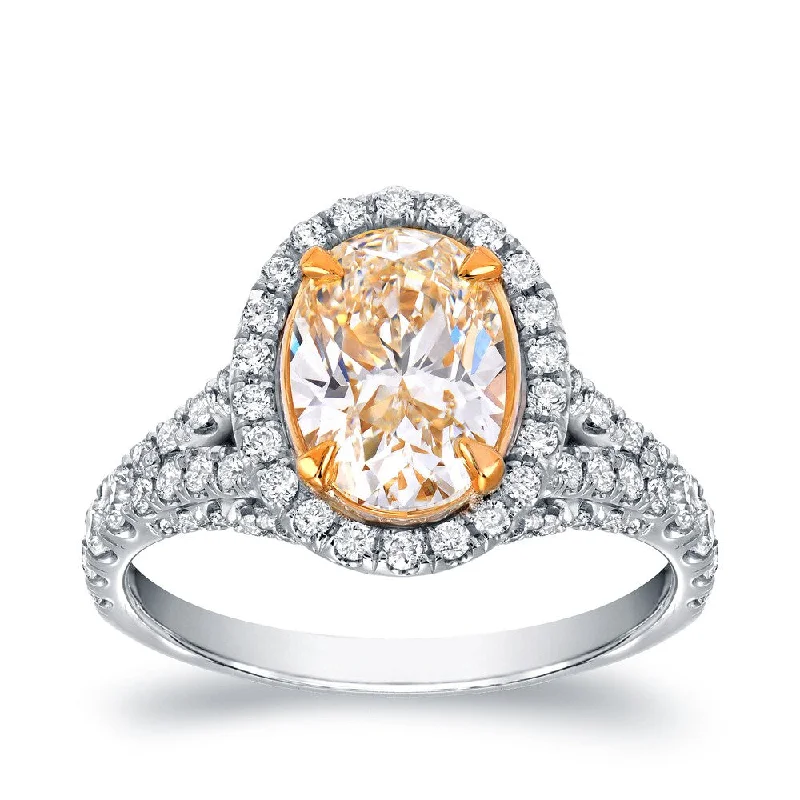 Affordable Engagement Rings with High - Quality Simulated DiamondsAuriya 18k Two-tone Gold 2 7/8ctw Oval-cut Yellow Diamond Engagement Ring (VS1-VS2)