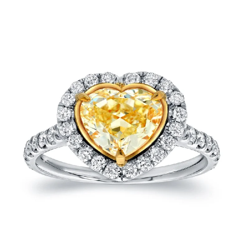 Minimalist Engagement Rings for a Simple and Elegant LookAuriya 18k Two-tone Gold 3ctw Heart Shape Yellow Diamond Engagement Ring Certified