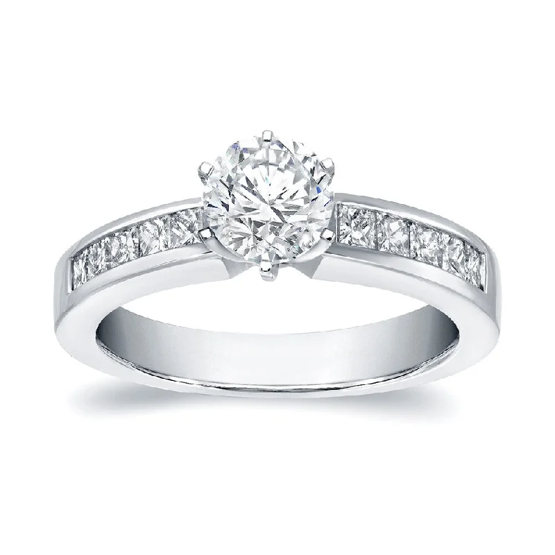 Affordable Engagement Rings with High - Quality Simulated DiamondsAuriya 6-Prong 1ct TDW Round Diamond Engagement Ring 14k White Gold