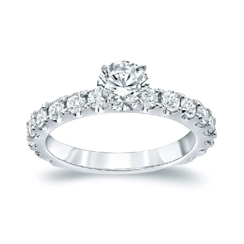 Engagement Rings with Hidden Halo Settings for Extra SparkleAuriya Classic 1 3/4ctw Round Diamond Engagement Ring Platinum Certified (H-I, SI1-SI2)