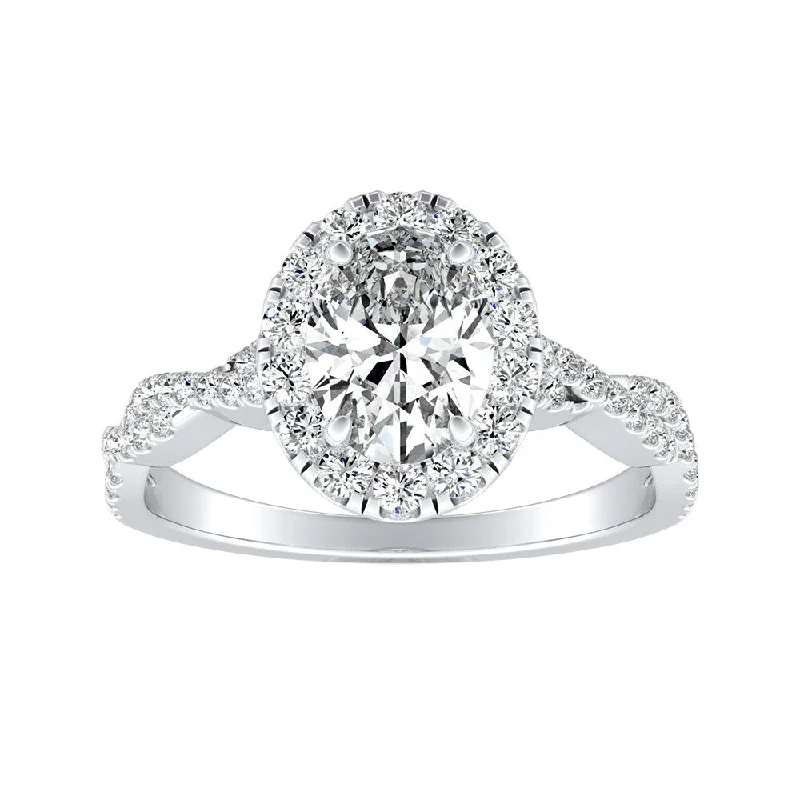 Engagement Rings with Hidden Halo Settings for Extra SparkleAuriya Platinum 1 1/10ctw Twisted Oval-cut Halo Diamond Engagement Ring (I-J, I1-I2)