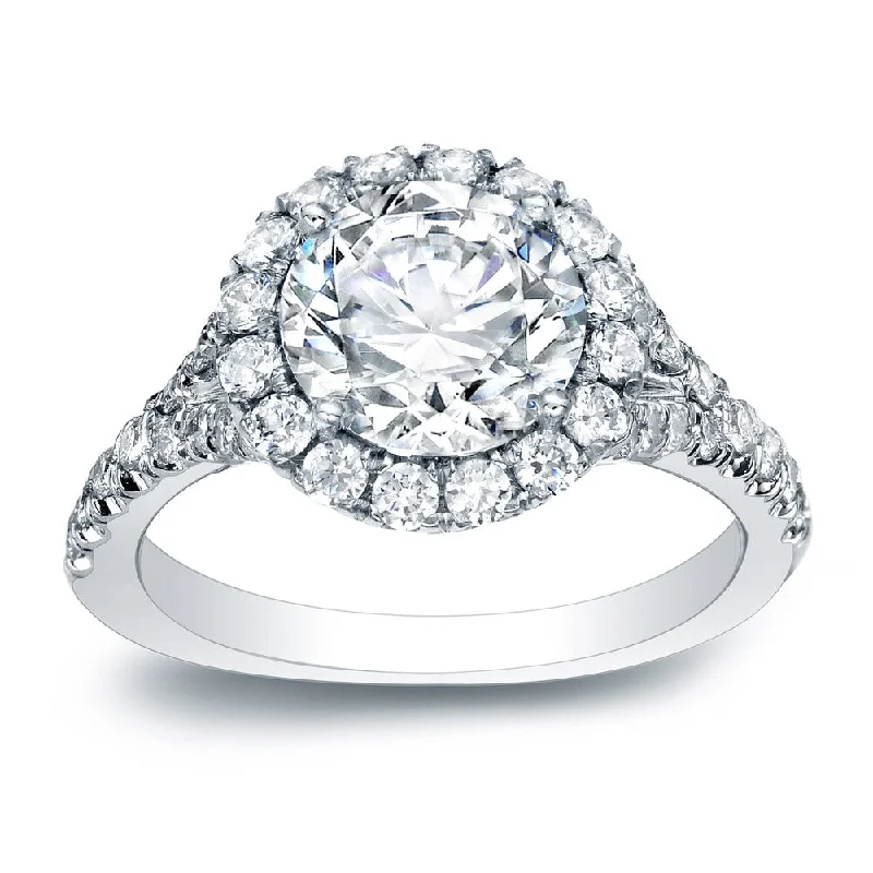 Affordable Engagement Rings with High - Quality Simulated DiamondsAuriya Platinum 1 1/2ctw Certified Round Halo Diamond Engagement Ring