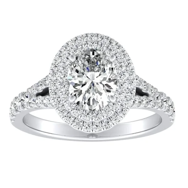 Engagement Rings with Hidden Halo Settings for Extra SparkleAuriya Platinum 1 1/2ctw Oval-cut Halo Diamond Engagement Ring - White (H-I, SI1-SI2) - White H-I