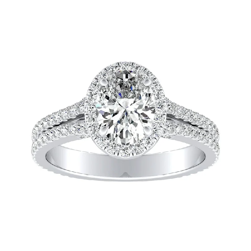 Engagement Rings with Hidden Halo Settings for Extra SparkleAuriya Platinum 1 1/3ctw Oval-cut Halo Diamond Engagement Ring (H-I, SI1-SI2)