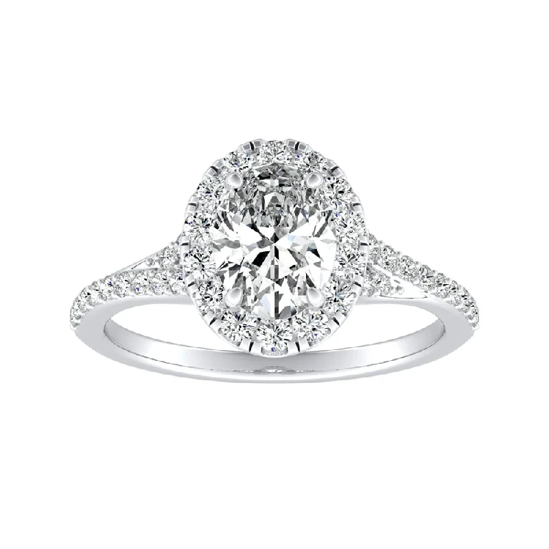 Affordable Engagement Rings with High - Quality Simulated DiamondsAuriya Platinum 1 1/3ctw Oval-cut Halo Diamond Engagement Ring (I-J, I1-I2)