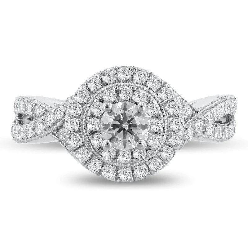 Engagement Rings with Hidden Halo Settings for Extra SparkleAuriya Platinum 1 1/4ctw Diamond Engagement Ring (I, SI-2)