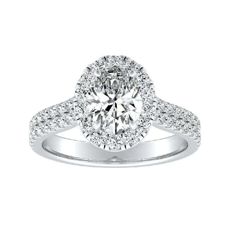 Affordable Engagement Rings with High - Quality Simulated DiamondsAuriya Platinum 1 1/4ctw Oval-cut Halo Diamond Engagement Ring (I-J, I1-I2)