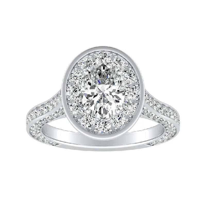 Affordable Engagement Rings with High - Quality Simulated DiamondsAuriya Platinum 1 3/4ctw Oval-cut Halo Diamond Engagement Ring (I-J, I1-I2)