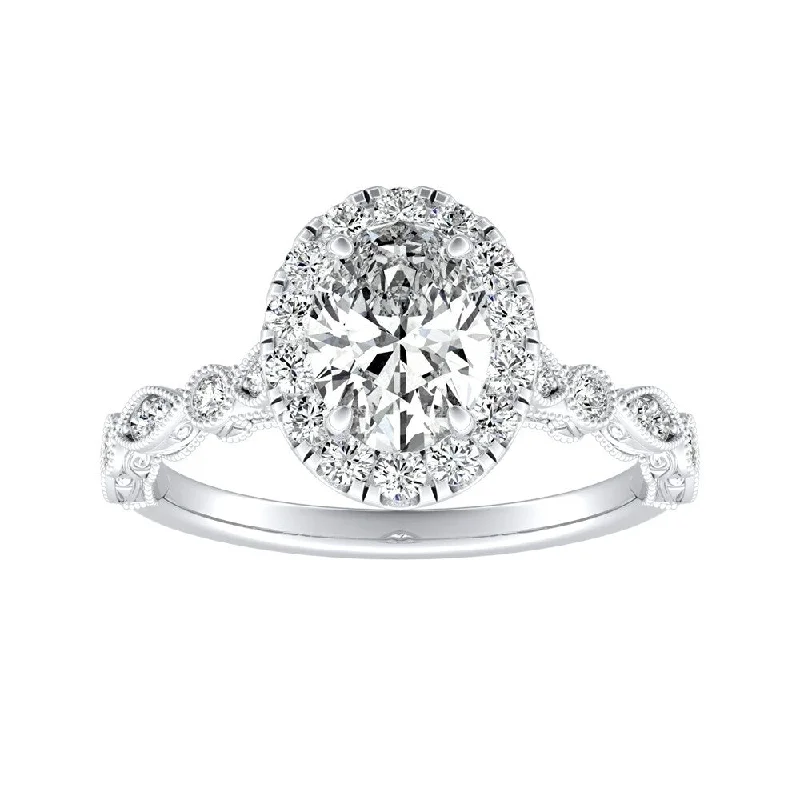 Minimalist Engagement Rings for a Simple and Elegant LookAuriya Platinum Vintage Oval-cut 7/8ctw Halo Diamond Engagement Ring (I-J, I1-I2)