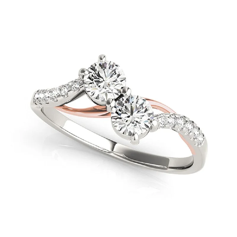 Affordable Engagement Rings with High - Quality Simulated DiamondsAuriya Rose and White Gold 2- Stone Diamond Engagement Ring 1/2ct TDW