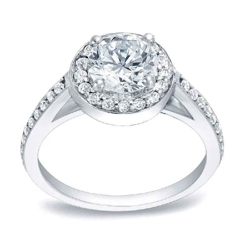 Minimalist Engagement Rings for a Simple and Elegant LookAuriya Round 1/2ct TDW Diamond Halo Engagement Ring Platinum (H-I, SI1-SI2)