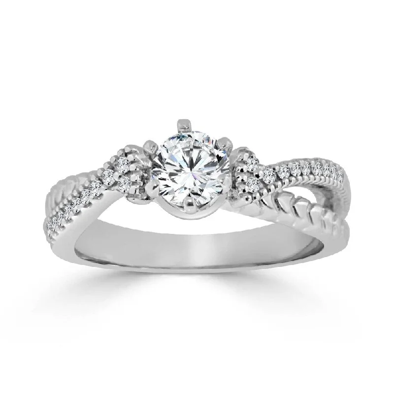 Affordable Engagement Rings with High - Quality Simulated DiamondsAuriya Round 1/2ctw Modern Carved Diamond Engagement Ring 14k Gold