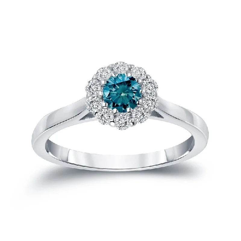 Minimalist Engagement Rings for a Simple and Elegant LookAuriya Round Halo Blue Diamond Engagement Ring 1/2ct TDW 14K Gold (H-I, I1-I2)