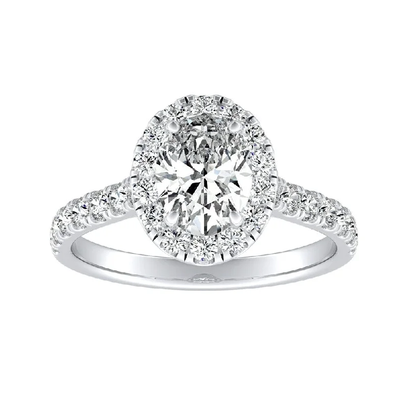 Affordable Engagement Rings with High - Quality Simulated DiamondsClassic Oval-cut 1 5/8cttw Halo Diamond Engagement Ring 14k Gold by Auriya