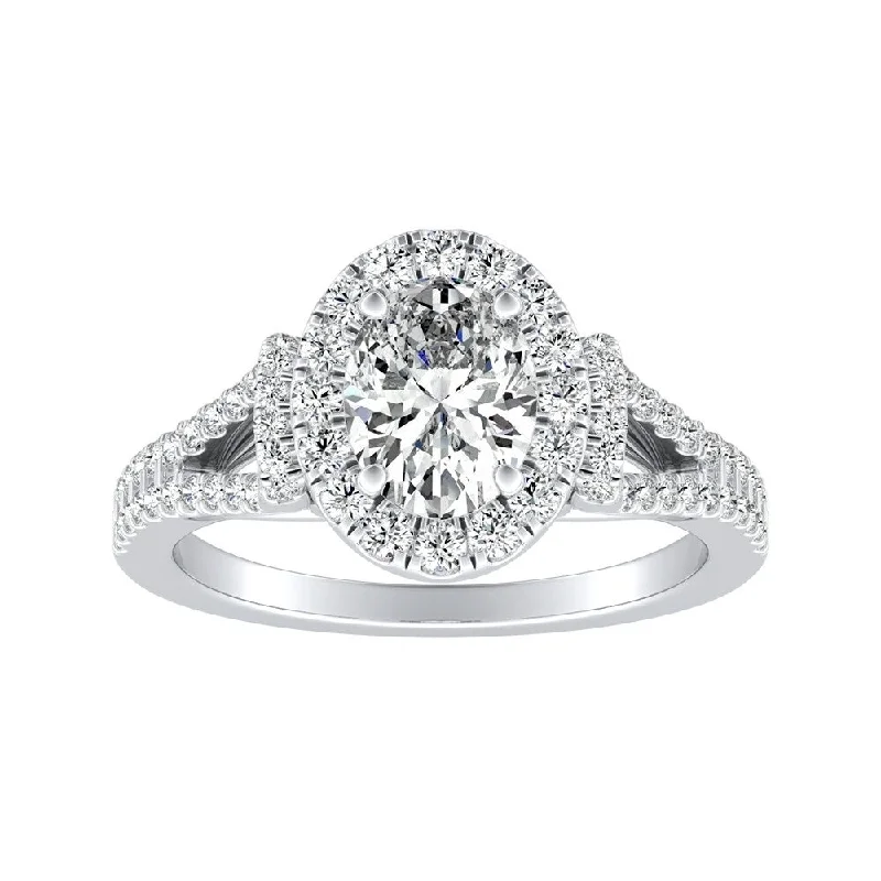 Affordable Engagement Rings with High - Quality Simulated DiamondsModern Split-shank Oval Diamond Engagement Ring 5/8cttw 18k Gold by Auriya