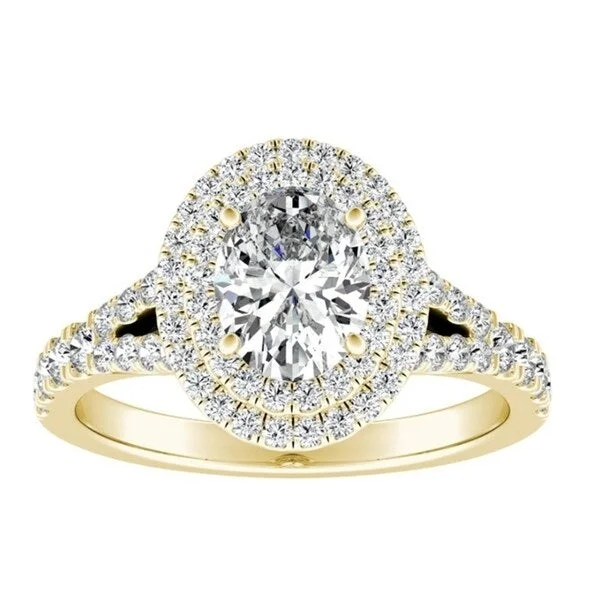 Affordable Engagement Rings with High - Quality Simulated DiamondsOval Shape Halo Diamond Engagement Ring 1 1/4ctw 14k Gold by Auriya