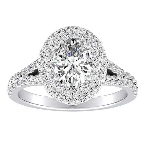 Affordable Engagement Rings with High - Quality Simulated DiamondsOval Shape Halo Diamond Engagement Ring 1 1/4ctw Platinum by Auriya