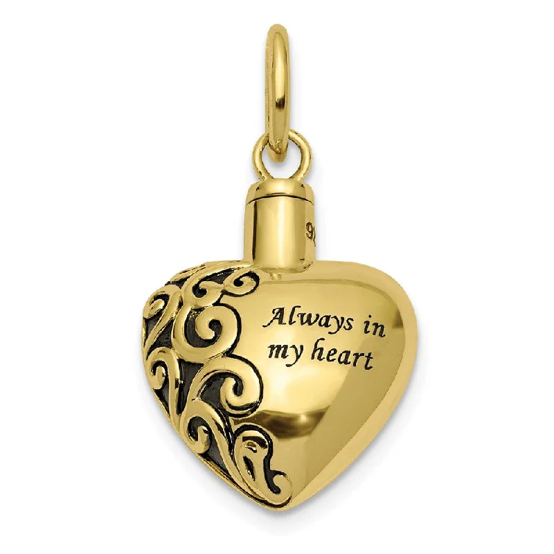 Charm Pendants with Multiple Small Decorative Elements10k or 14k Yellow Gold Always In My Heart Ash Holder Pendant, 16mm