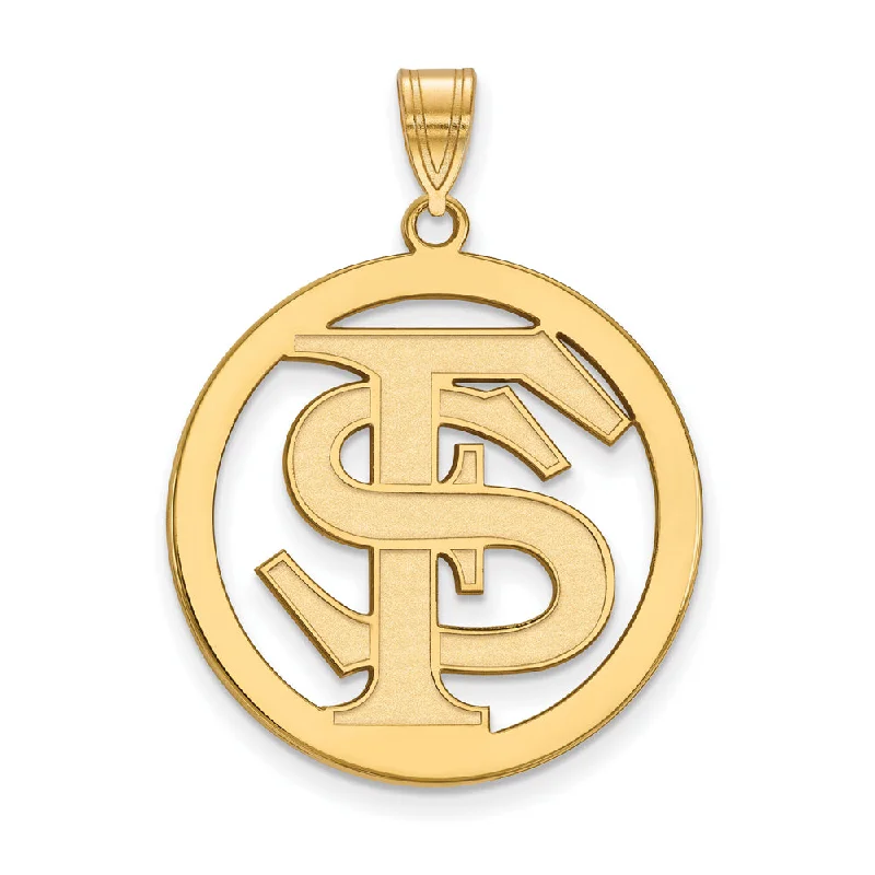 Charm Pendants with Multiple Small Decorative Elements14k Gold Plated Silver Florida State XL Circle Pendant