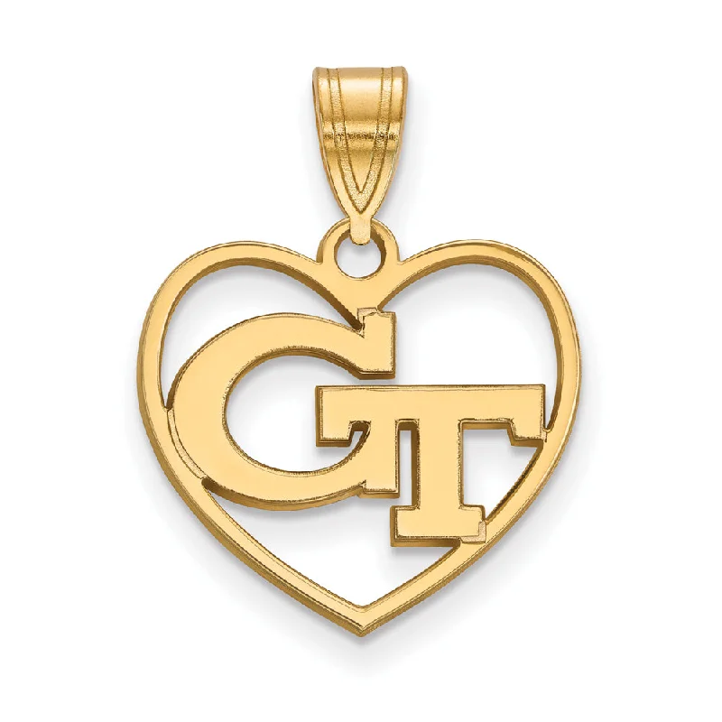 Initial Letter Pendants for a Personalized Touch14k Gold Plated Silver Georgia Technology Heart Pendant