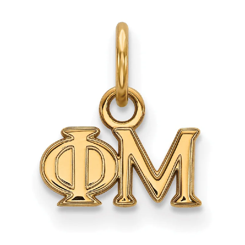 Charm Pendants with Multiple Small Decorative Elements14K Gold Plated Silver Phi Mu XS (Tiny) Greek Letters Charm