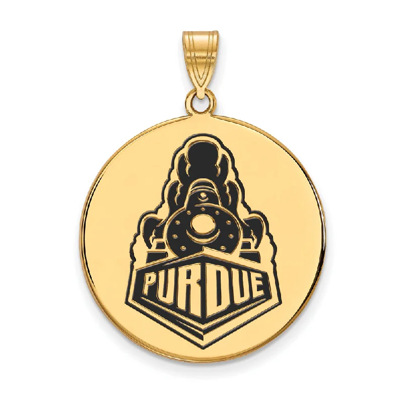 Charm Pendants with Multiple Small Decorative Elements14k Gold Plated Silver Purdue XL Enamel Logo Disc Pendant