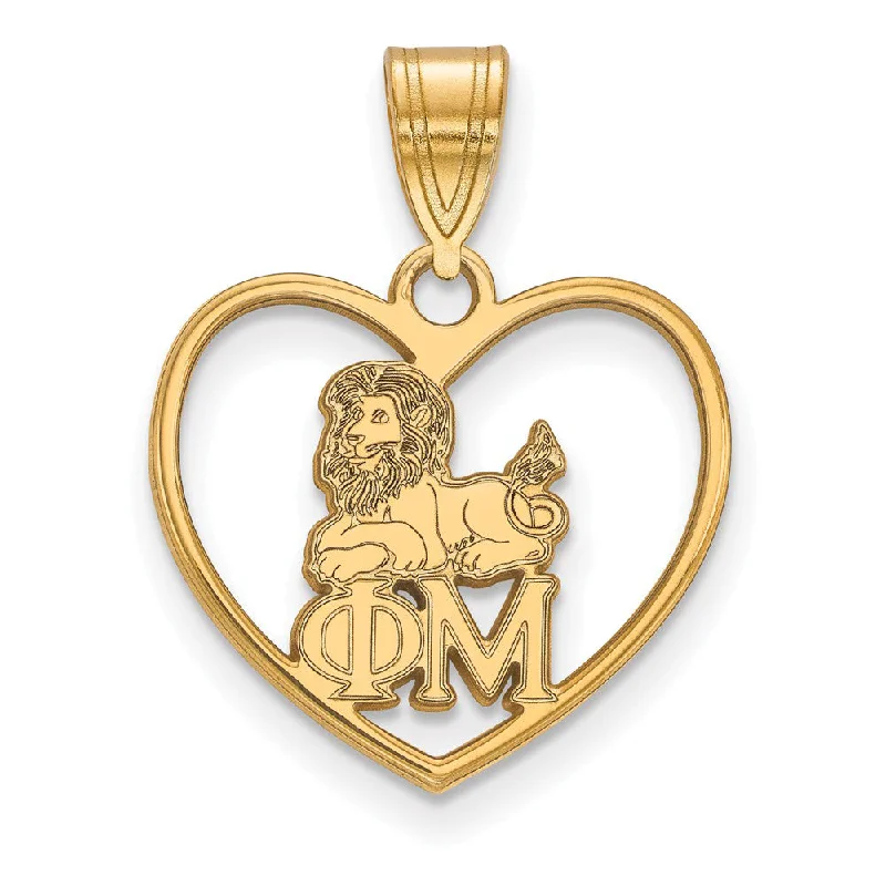 Initial Letter Pendants for a Personalized Touch14K Plated Silver Phi Mu Heart Pendant