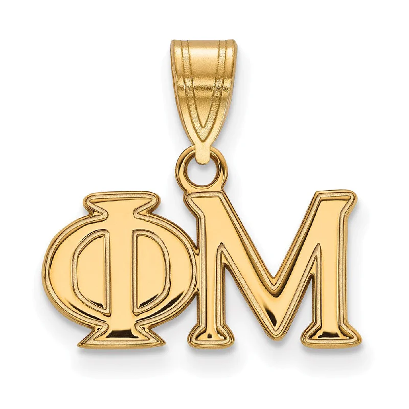 Initial Letter Pendants for a Personalized Touch14K Plated Silver Phi Mu Medium Greek Letters Pendant