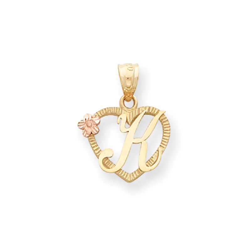 Animal - Shaped Pendants in Sterling Silver14k Two Tone Gold Grace Collection 15mm Heart Initial K Pendant