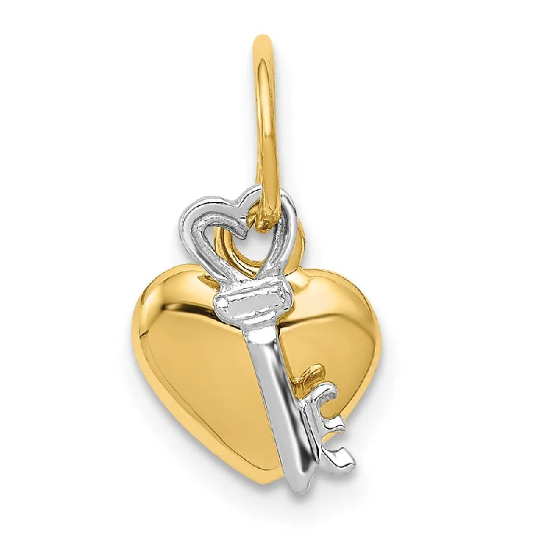 Initial Letter Pendants for a Personalized Touch14k Two Tone Gold Heart and Key Charm