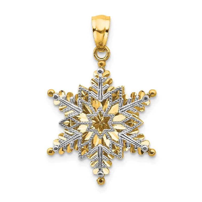 Charm Pendants with Multiple Small Decorative Elements14k Two Tone Gold Stacked Snowflake Pendant, 18mm