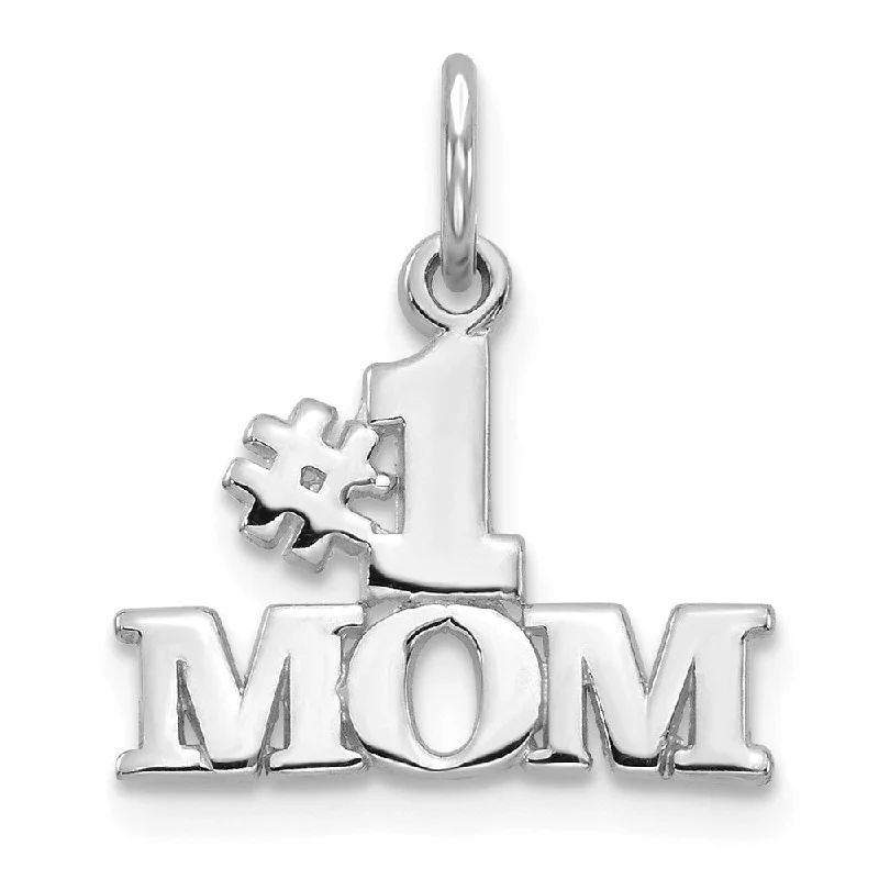 Initial Letter Pendants for a Personalized Touch14k White Gold #1 Mom Charm or Pendant, 15mm