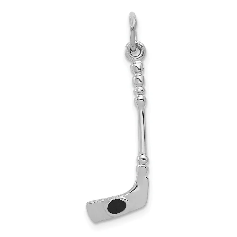 Initial Letter Pendants for a Personalized Touch14k White Gold and Black Enamel 3D Hockey Stick and Puck Pendant