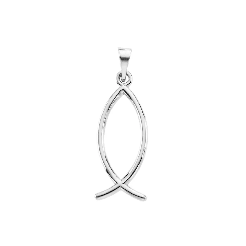 Animal - Shaped Pendants in Sterling Silver14k White Gold Christian Fish (Ichthus) Pendant, 9 x 22mm