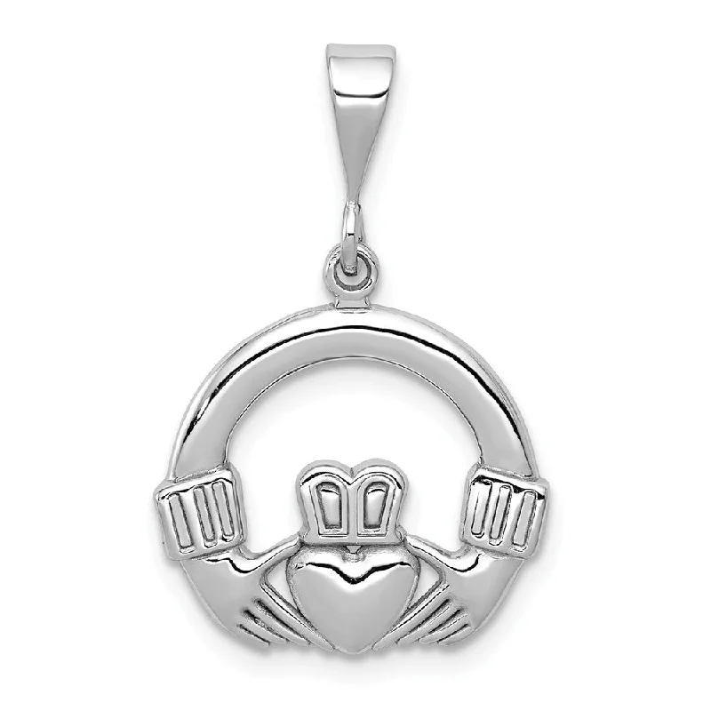 Gemstone - Encrusted Pendants with a Sparkling Centerpiece14k White Gold Claddagh Pendant, 20mm (3/4 inch)