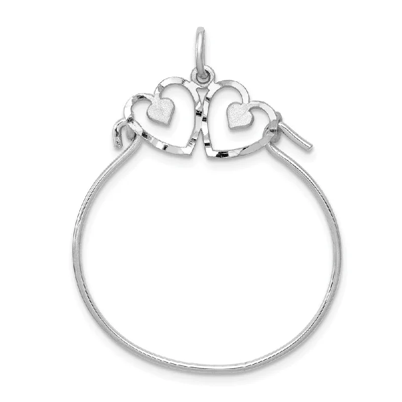 Animal - Shaped Pendants in Sterling Silver14k White Gold Double Heart Charm Holder Pendant