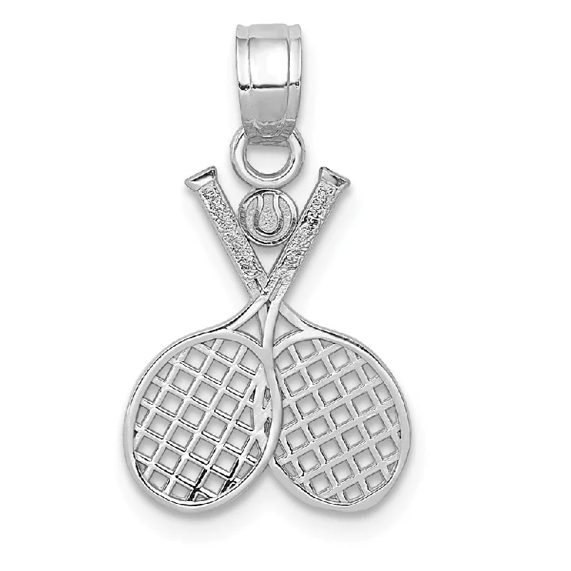 Religious Pendants with Cross or Star of David Designs14k White Gold Double Tennis Racquet Pendant, 13mm (1/2 inch)