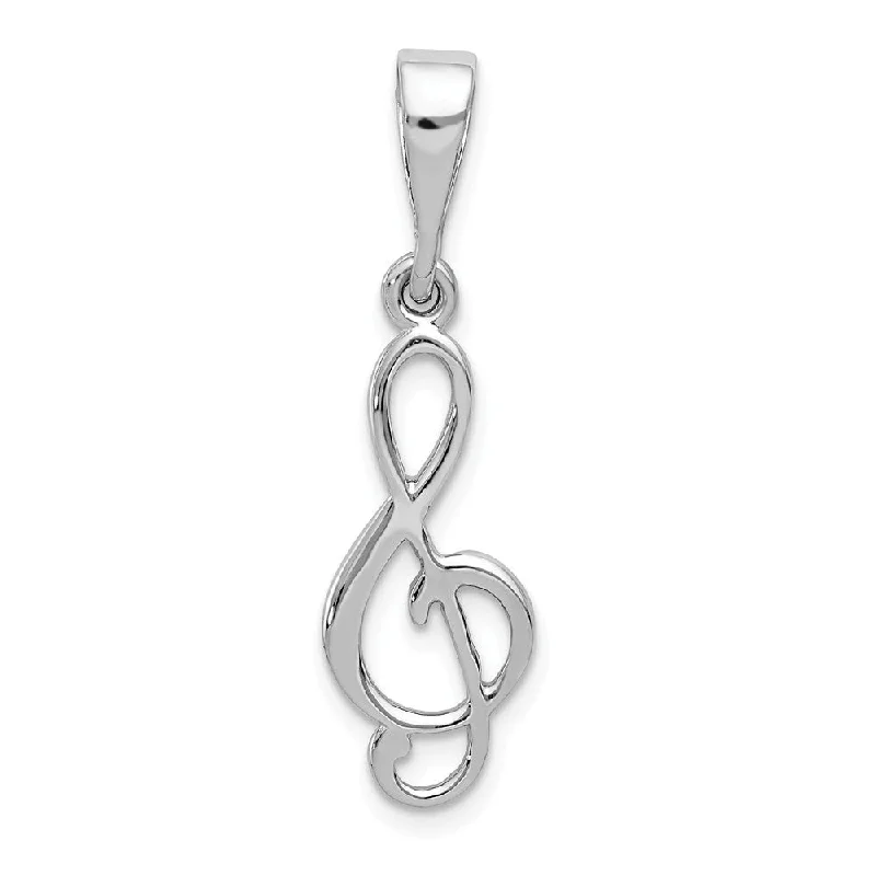 Animal - Shaped Pendants in Sterling Silver14k White Gold Flat Back Treble Clef Pendant