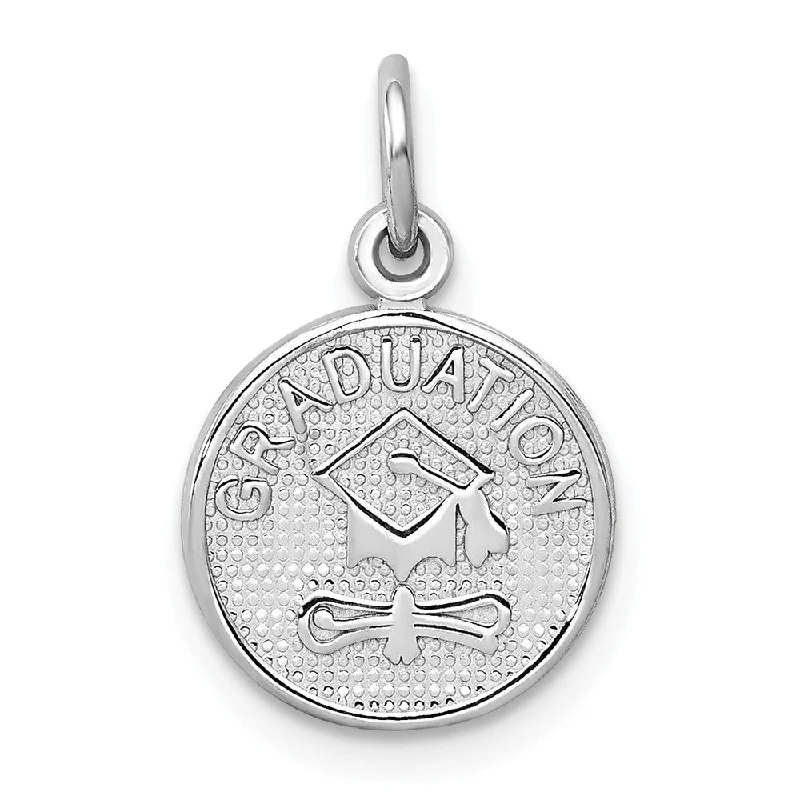 Religious Pendants with Cross or Star of David Designs14k White Gold Graduation Disc Charm or Pendant, 11mm