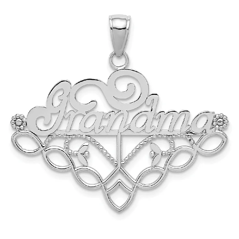 Charm Pendants with Multiple Small Decorative Elements14k White Gold Grandma Birthstone Charm Holder Pendant, 33mm