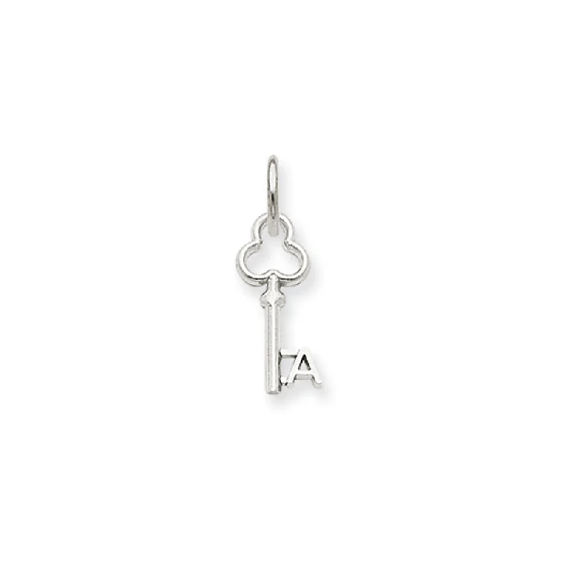 Gemstone - Encrusted Pendants with a Sparkling Centerpiece14k White Gold, Hannah Collection, Mini Initial A Shamrock Key Charm