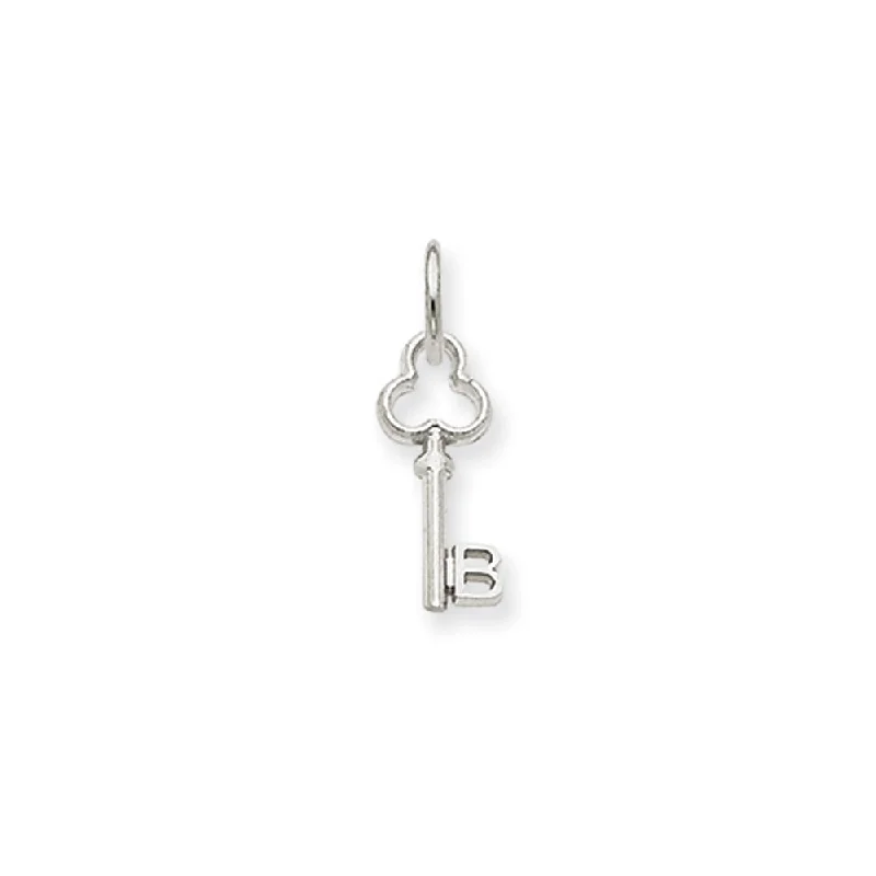 Gemstone - Encrusted Pendants with a Sparkling Centerpiece14k White Gold, Hannah Collection, Mini Initial B Shamrock Key Charm