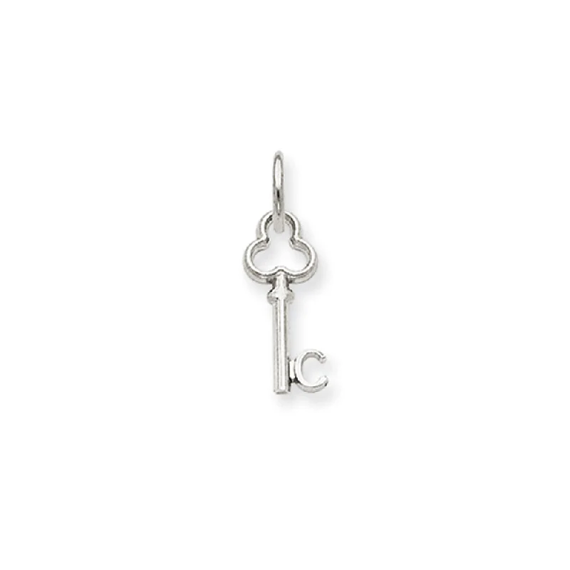 Initial Letter Pendants for a Personalized Touch14k White Gold, Hannah Collection, Mini Initial C Shamrock Key Charm