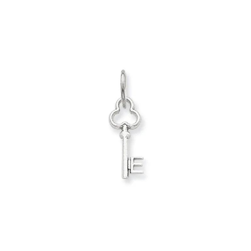 Animal - Shaped Pendants in Sterling Silver14k White Gold, Hannah Collection, Mini Initial E Shamrock Key Charm