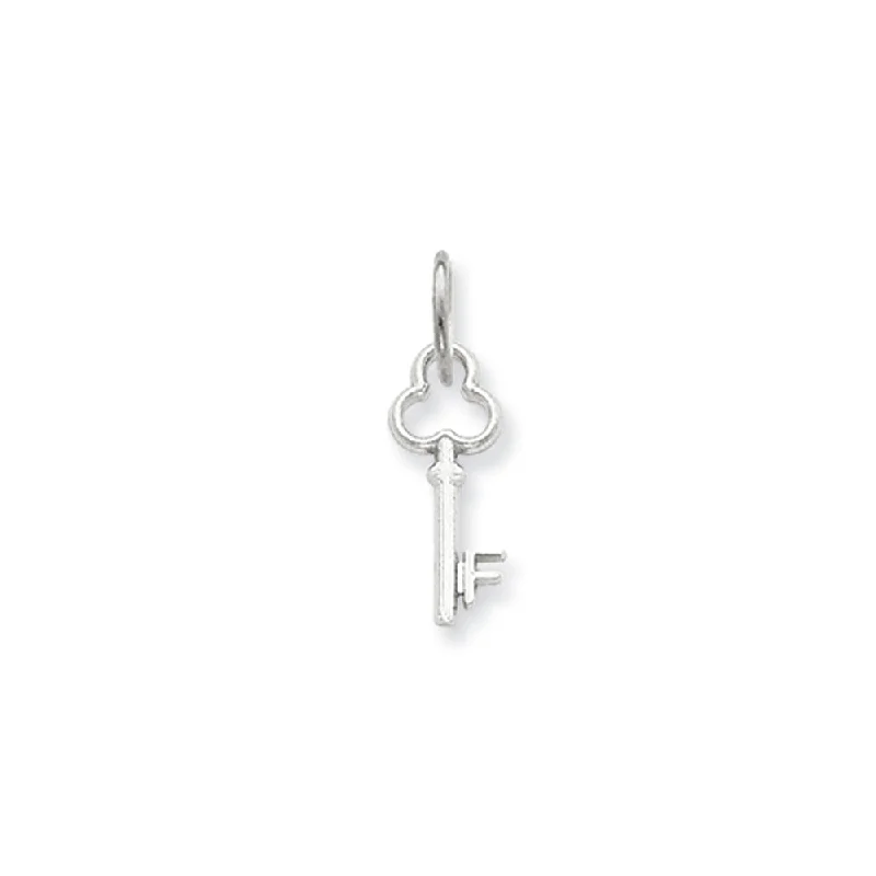 Animal - Shaped Pendants in Sterling Silver14k White Gold, Hannah Collection, Mini Initial F Shamrock Key Charm