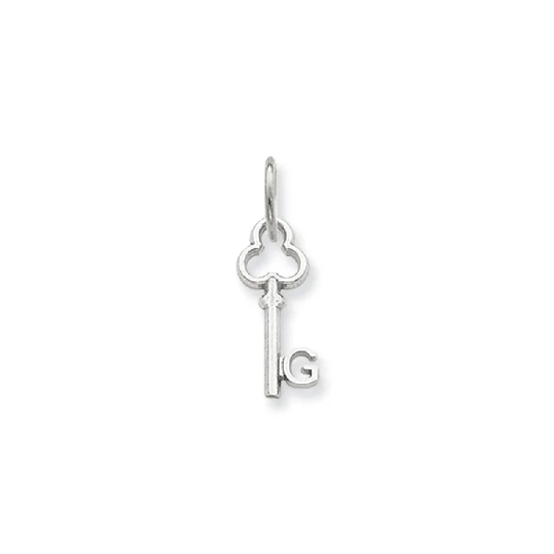 Initial Letter Pendants for a Personalized Touch14k White Gold, Hannah Collection, Mini Initial G Shamrock Key Charm