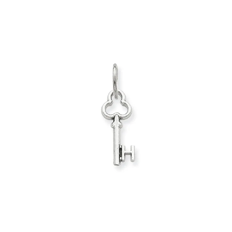 Religious Pendants with Cross or Star of David Designs14k White Gold, Hannah Collection, Mini Initial H Shamrock Key Charm