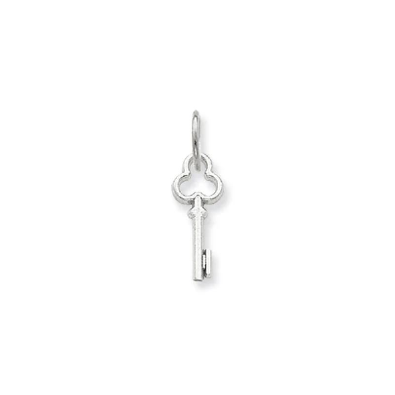 Charm Pendants with Multiple Small Decorative Elements14k White Gold, Hannah Collection, Mini Initial I Shamrock Key Charm